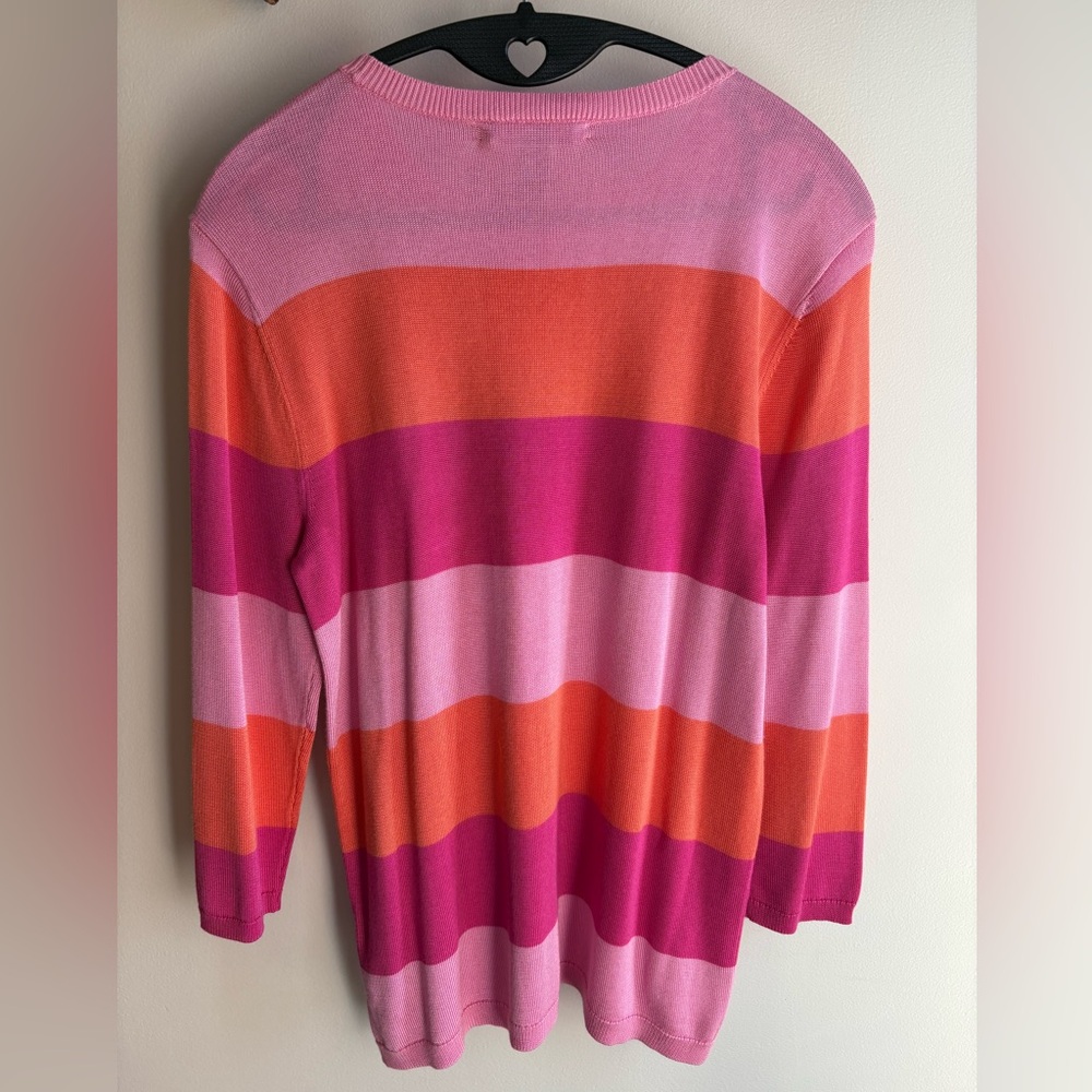 Lauren Ralph Lauren Pink and Orange Striped Sweater - Picture 4 of 7
